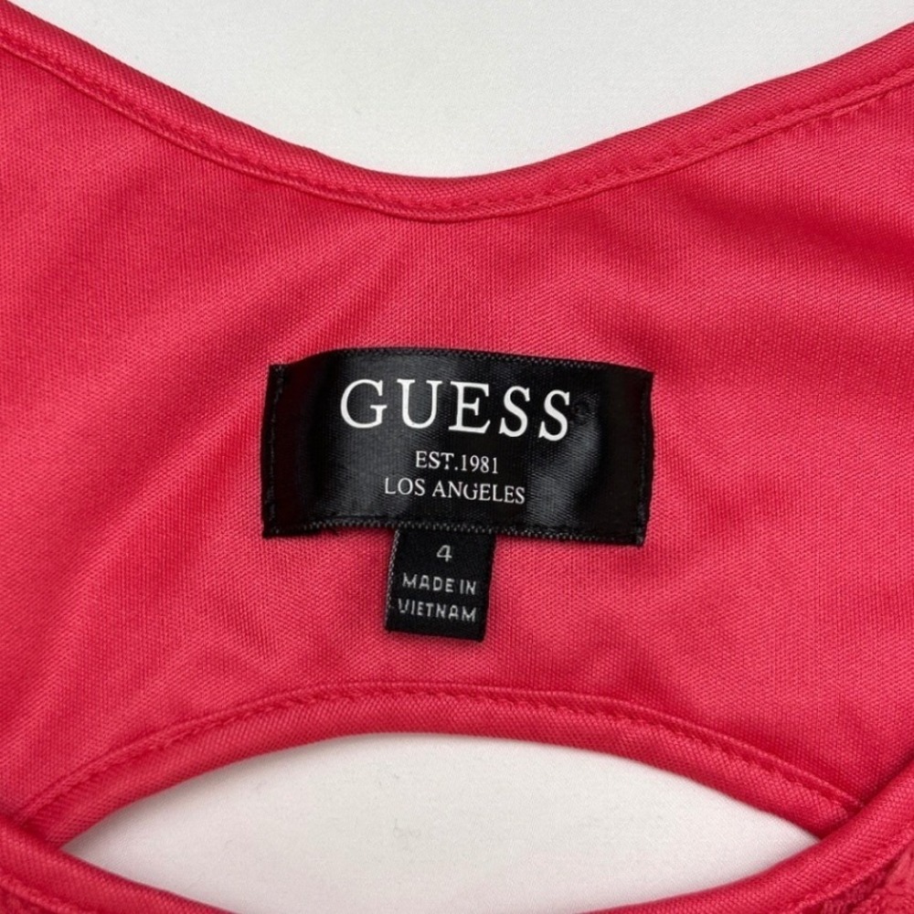 Guess Womens Chevron Lace Cutout Fit and Flare Dress Size 4 Pink Cocktail Party - Picture 6 of 10